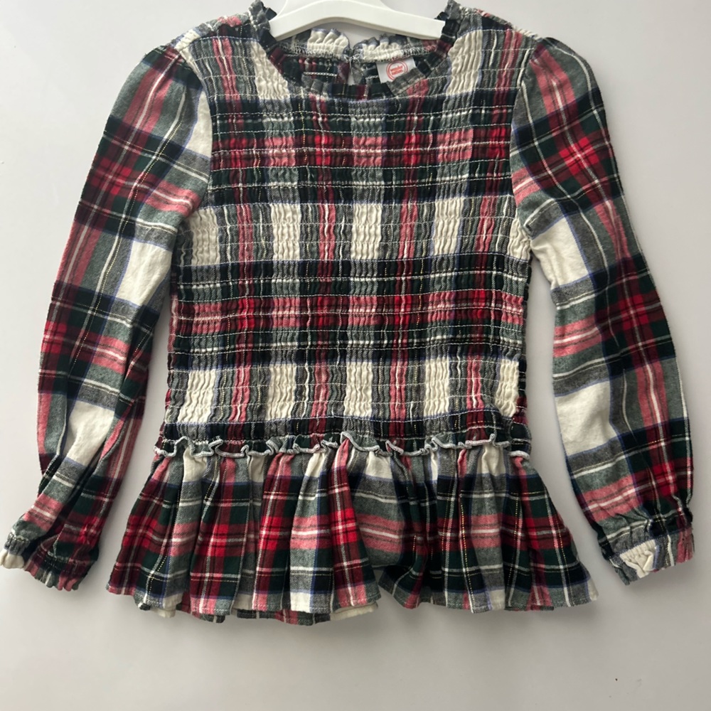 Wonder Nation girls flannel ruched top